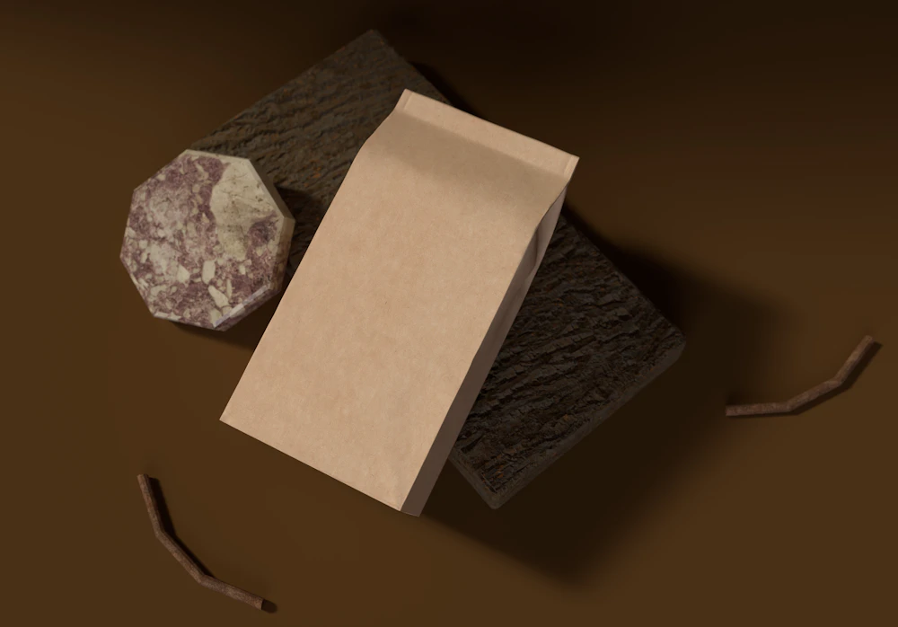 Coffee bag packaging lying on a dark surface