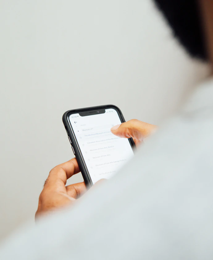 Man reading an email on his smartphone