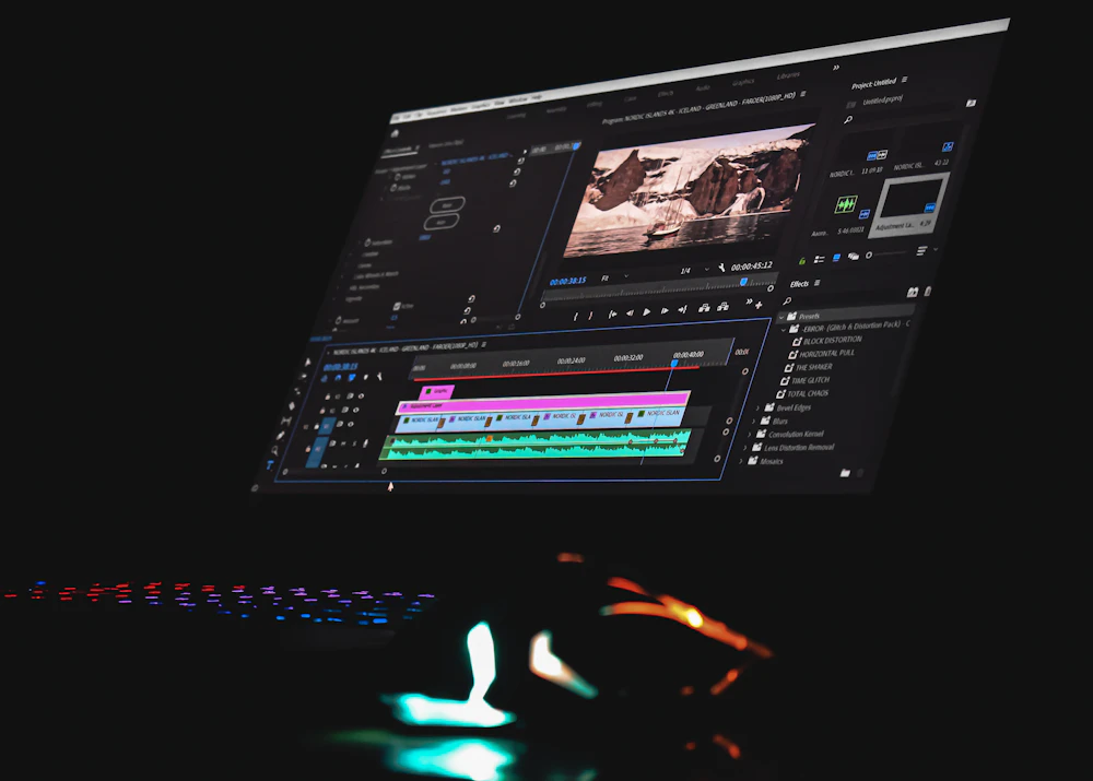 Monitor displaying an animation editing timeline
