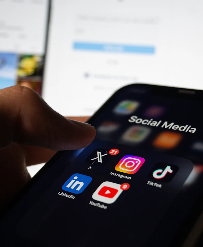 Smartphone screen with a folder of social media apps