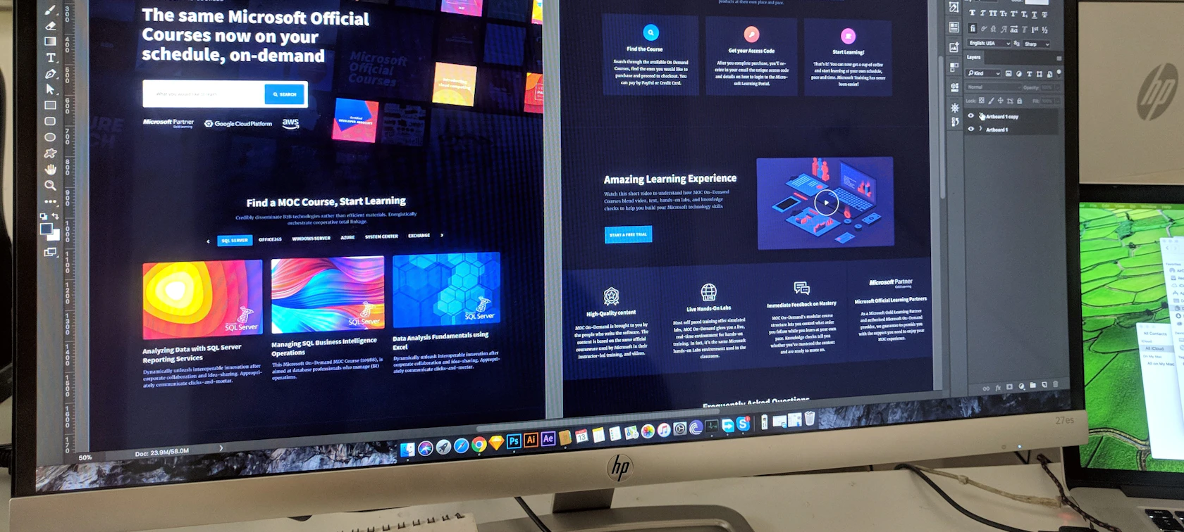 Website design displayed on a desktop monitor
